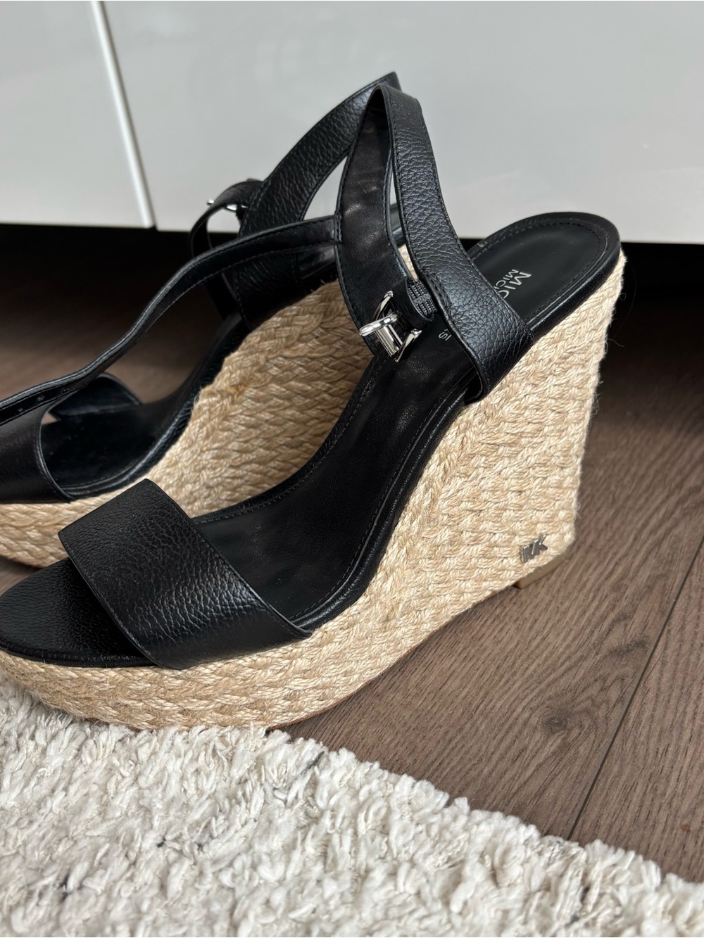 Michael Kors Black Wedge Espadrille Sandals